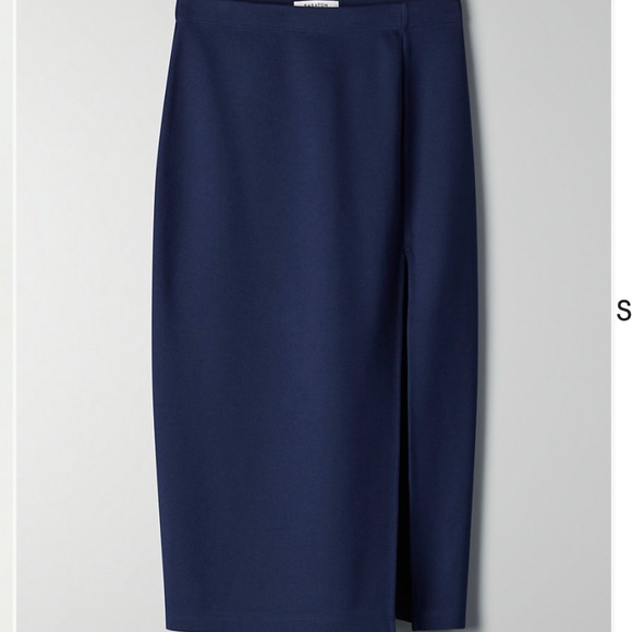 Aritzia Babaton (NWOT) Slit Skirt in Navy - Size 4 - Picture 6 of 8